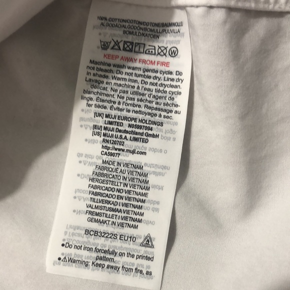 NEW with tags Muji cotton Wht shirt womens M/ L  (1st pic is mine/2nd for sale) - Picture 6 of 9